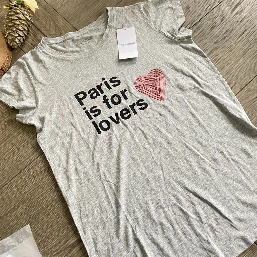 NWT ZADIG & VOLTAIRE Skinny Paris Is For Lovers T-Shirt - Picture 13 of 13